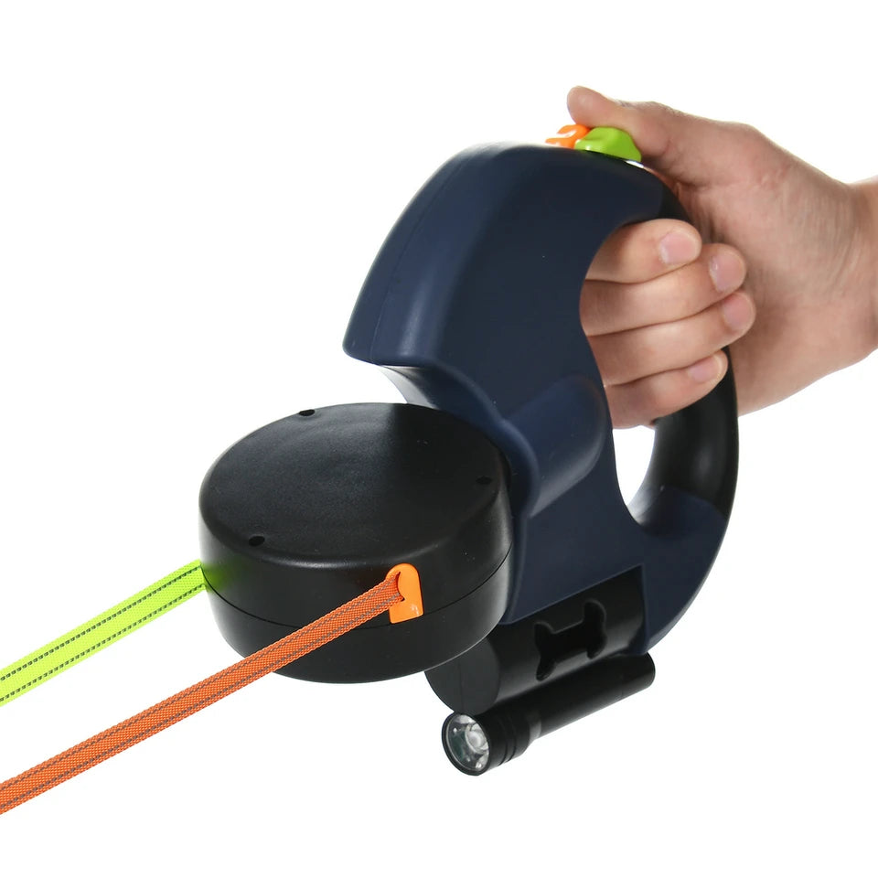 laisse double avec lampe torche pour chiens