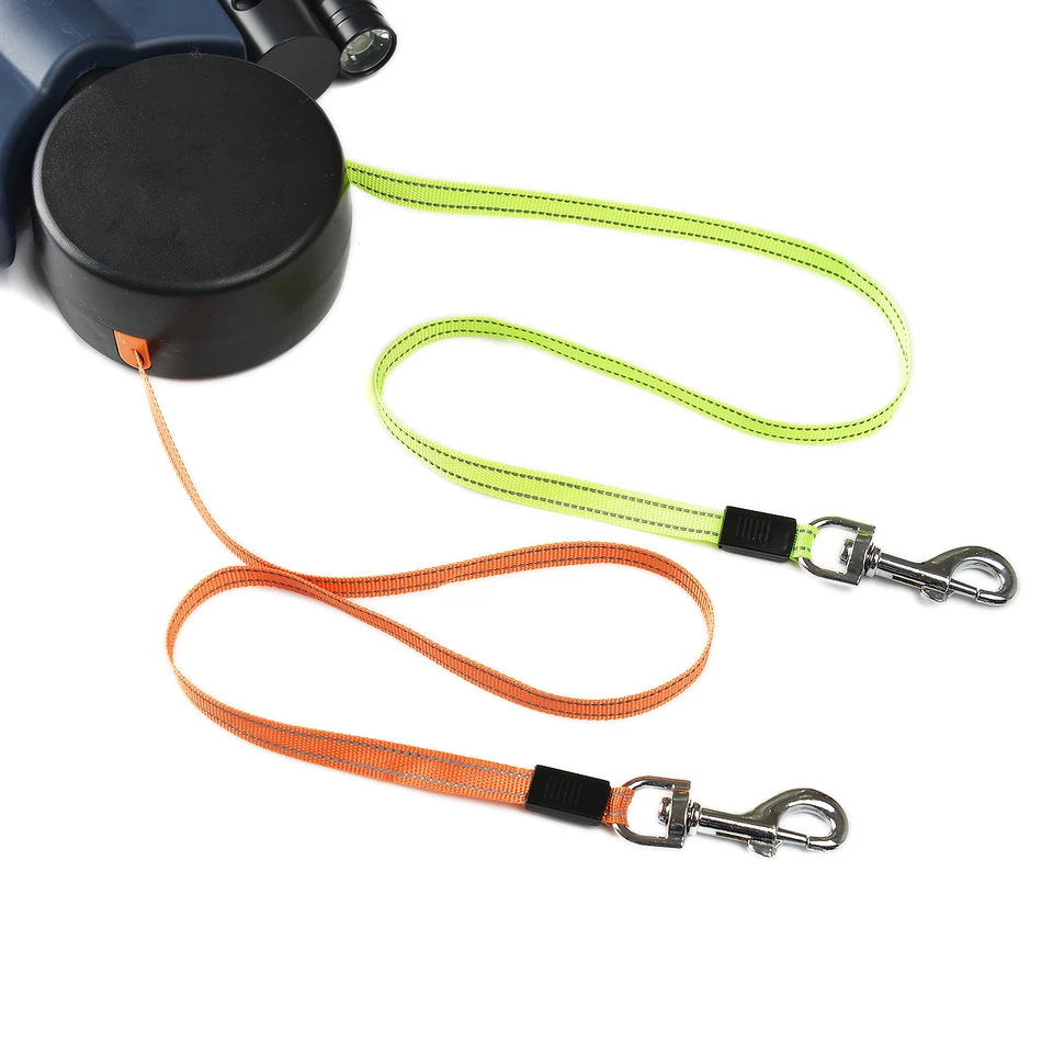 laisse double avec lampe torche pour chiens