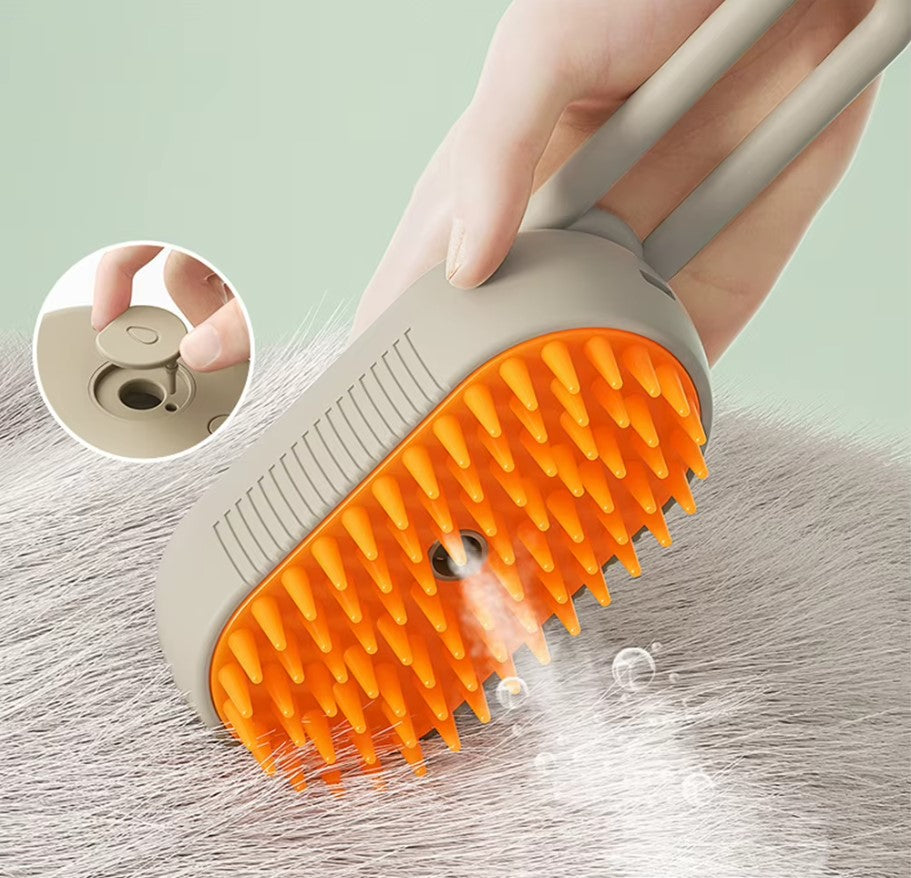 Brosse à vapeur de toilettage pour Chiens et Chats 4 En 1 :  Massage, brossage, lavage, démêlage